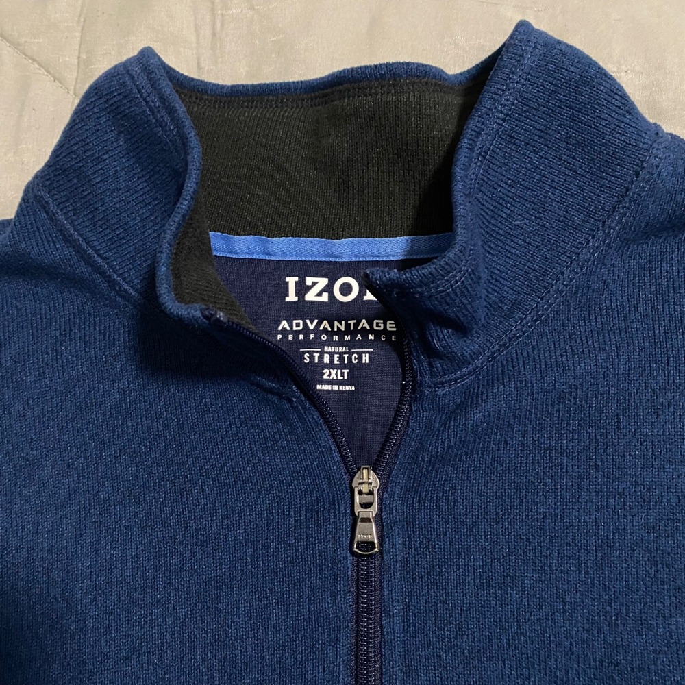 IZOD Advantage Performance 2XLT Navy Blue Quarter Zip Pullover 45X8260